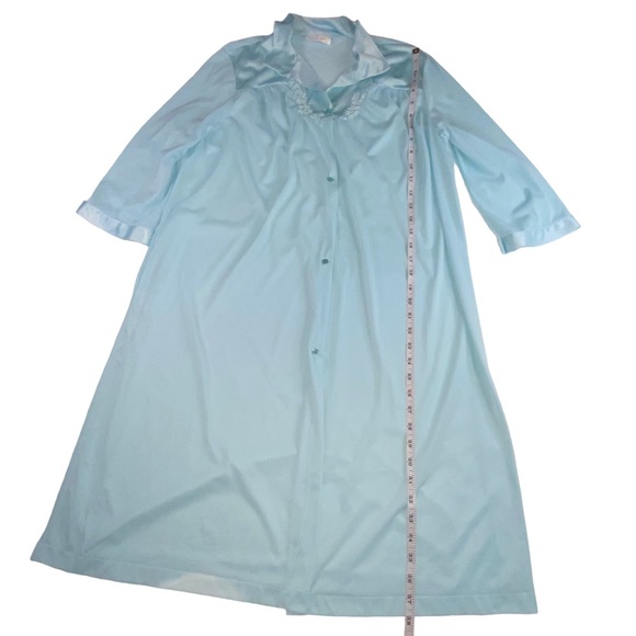 Vtg Vanity Fair USA Button Front Aqua Nylon Robe - Women’s Medium - Picture 9 of 13